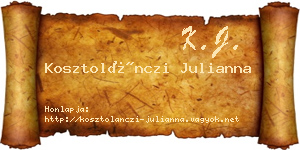 Kosztolánczi Julianna névjegykártya